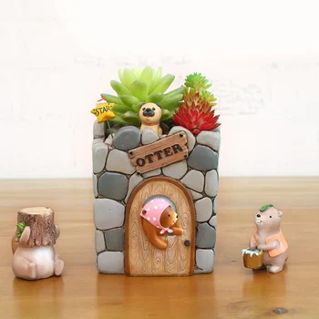 

Creatvie Fleshy Flower Pot Cute Animal Plant Container Cartoon Resin Indoor Desktop Home Decorative Garden Supplies