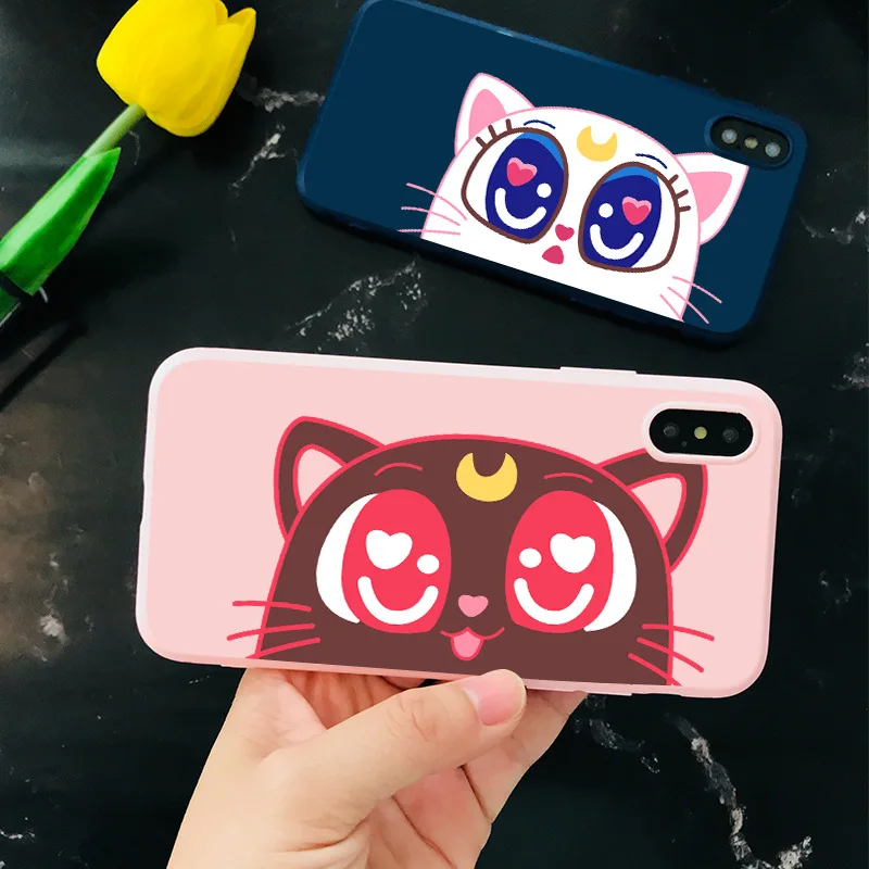 Милый розовый чехол для iphone XS Max XR X с мультипликационным принтом Luna Cat чехлы 8 7 6S 6