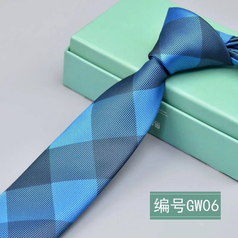 Hlinayi мужской повседневный Узкий 6 см полиэстер большой клетчатый галстук - Цвет: GM06
