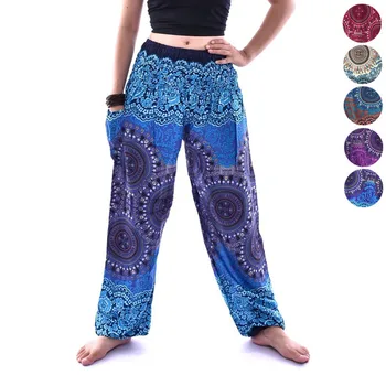 

5 Colors Summer Beach Bohemian Pants Women High Waist Harem Pants Loose Printed Bloomers Trousers Women Long Pants