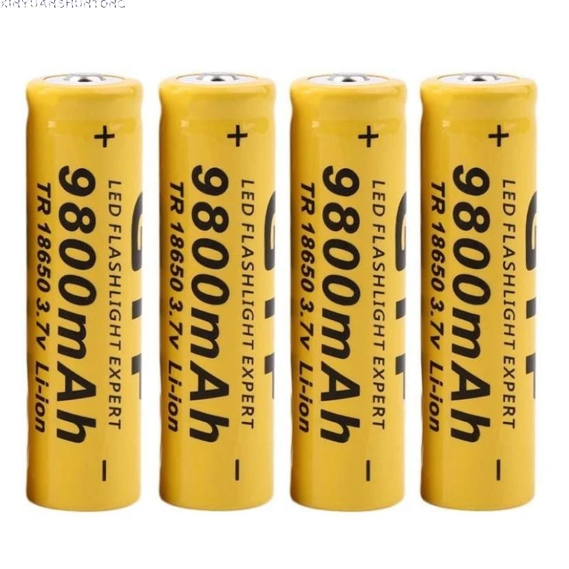 4 шт 3 7 V 18650 9800mah литий ионный аккумулятор Перезаряжаемые Батарея для светодиодный