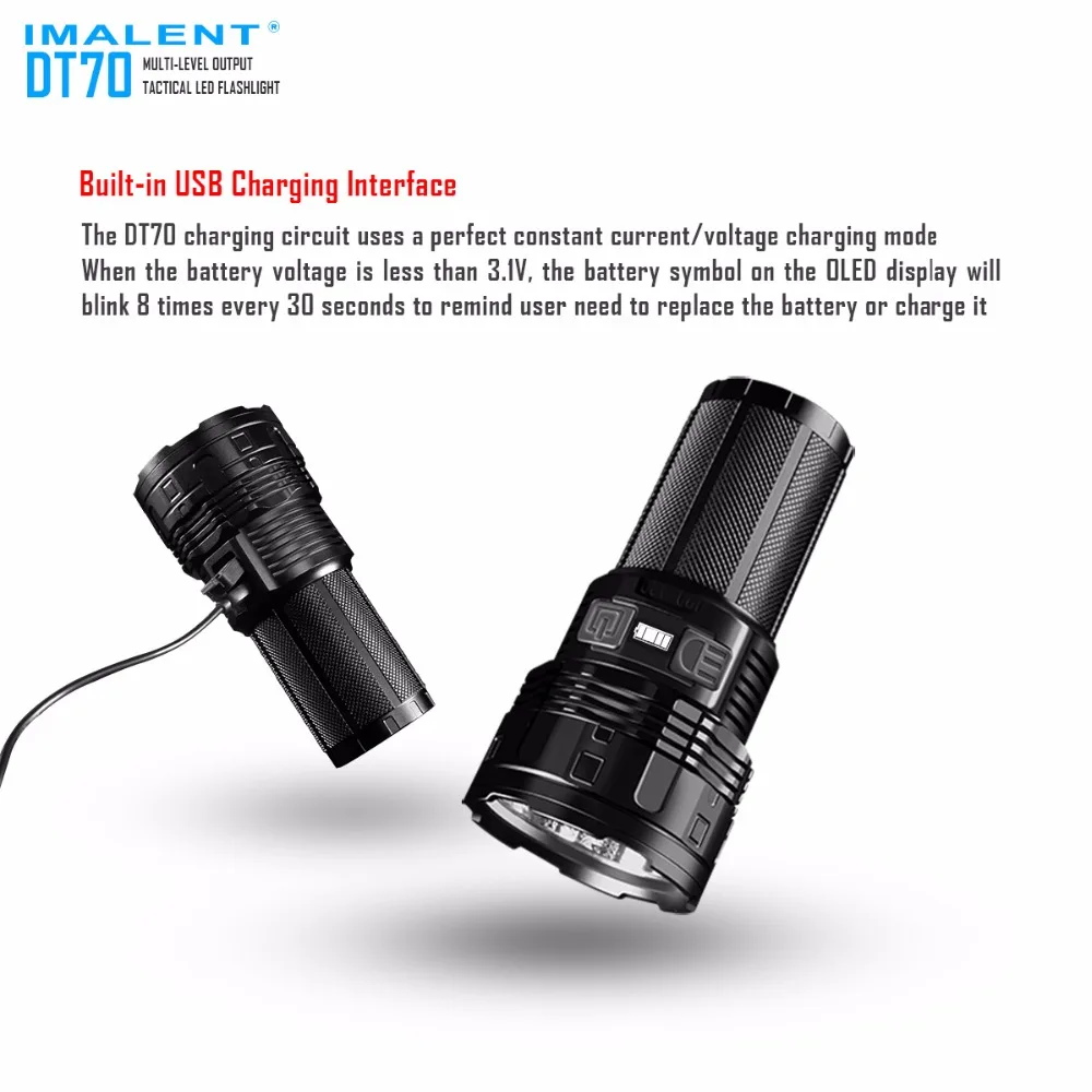 IMALENT DT70 перезаряжаемый фонарь 4 CREE XHP70 светодиодный Макс 16000 люмен дальность луча