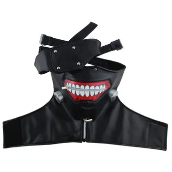 

2019 Masks Tokyo Ghoul Kaneki Ken Adjustable Zipper Faux Leather Mask Halloween Black And White