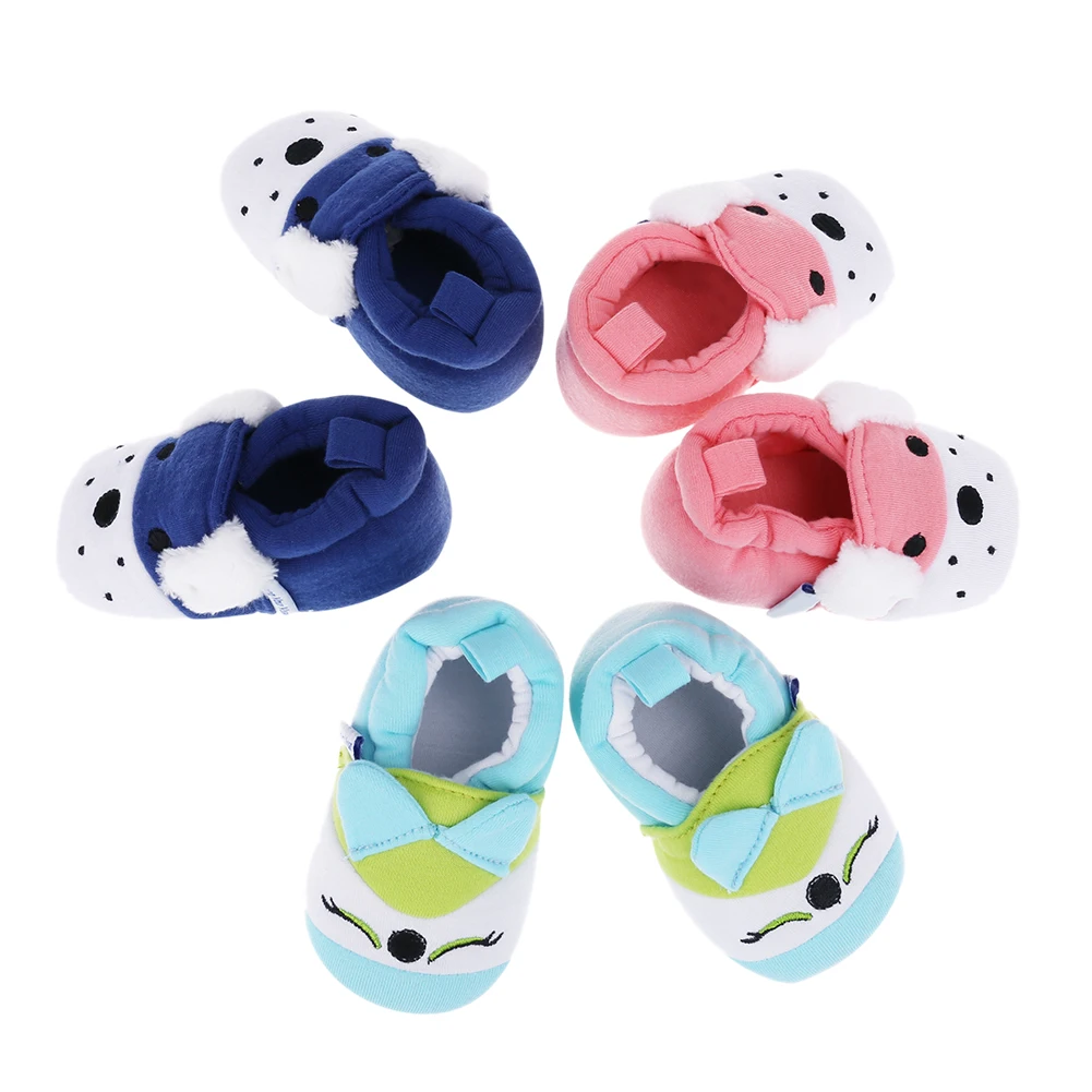 Baby First Walkers Cotton Shoes Kids Warm Animal Printed Knitted Fabric