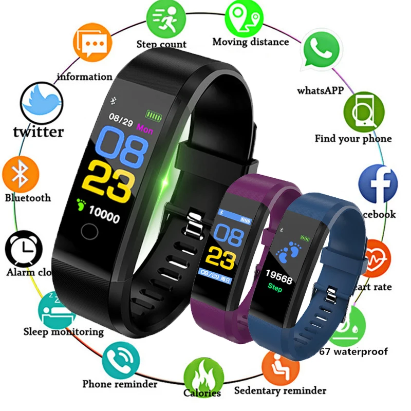 

2019 Fashion Smart Bracelet Heart Rate Monitor Blood Pressure Monitor Colorful Screen Vibrating Alarm Clock Pk Fitbits Miband 3
