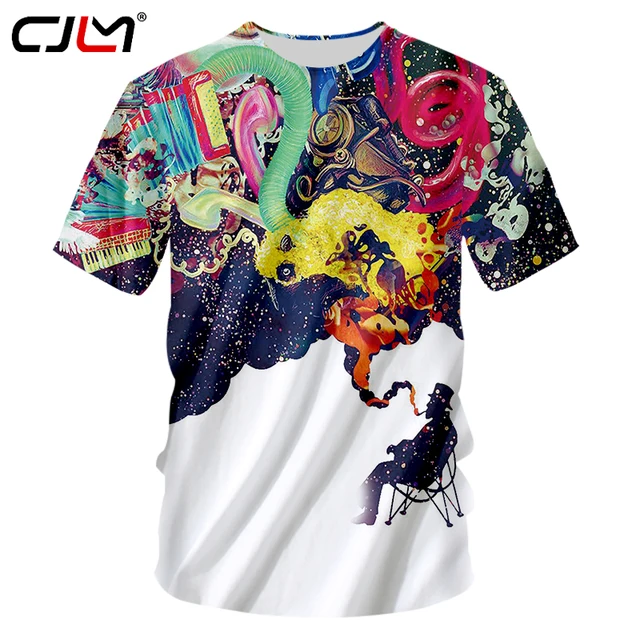 CJLM New Fashion 3d T shirt Men Funny Print Colorful Smoke Smoking ...