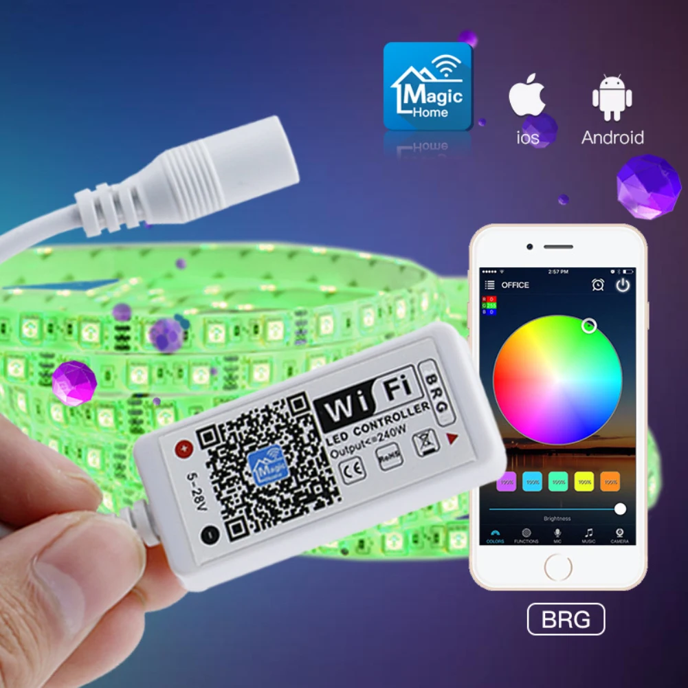 Wifi беспроводной светодиодный интеллектуальный контроллер для Alexa Google home совместим с красочным RGB контроллером для wifi освещение DC12V24V