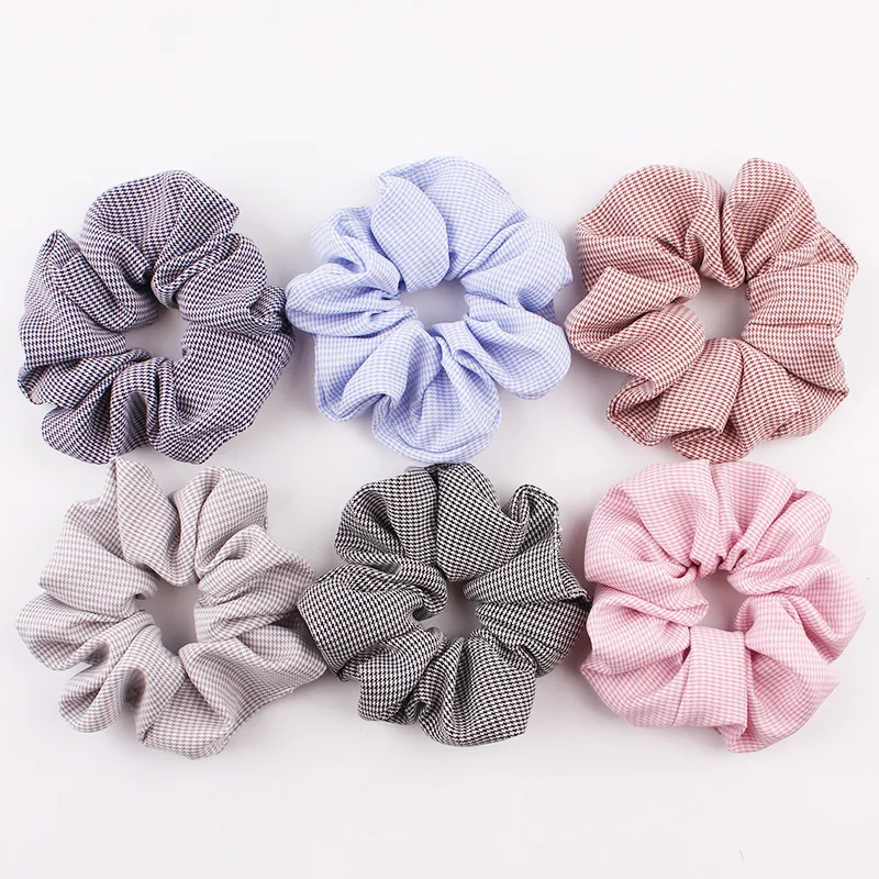 Cute Classic Scrunchie Stretch Headband Dot Plaid Scrunchies Women Elastic Hair Band Girls Hair Ties Striped Hair Accessories hair clips for fine hair