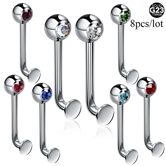 8Pcs/lot Titanium Christina Vertical Hood Piercing Crystal Gem Lip Rings Vagina Piercings