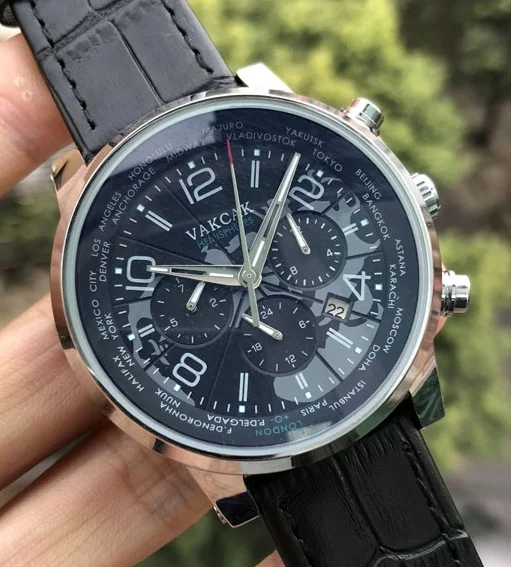 

Luxury Brand VAKCAK Leather New Men Automatic Movement Mechanical Self-Wind Mens Stainless Steel Watch Watches Wristwatches