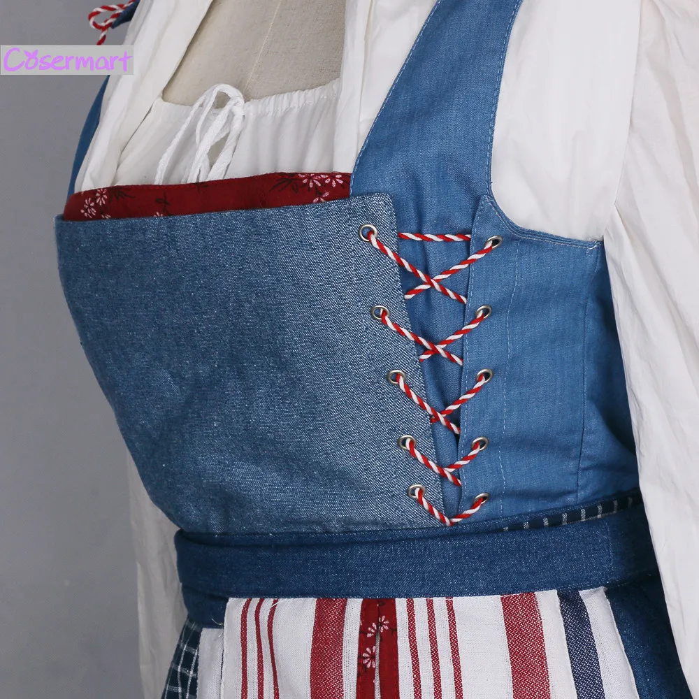 2017 Movie Beauty And The Beast Dress Maid Belle Costume Cosplay Dresses Women Adult Halloween Party (7)