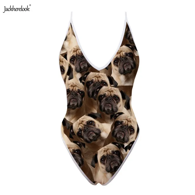 Jackherelook Pug Kopek 3d Baski Bulmaca Stil Bikini Kadinlar Seksi Bir Adet Mayo Push Up Halter Mayo Kadin Biquini Body Suits Aliexpress