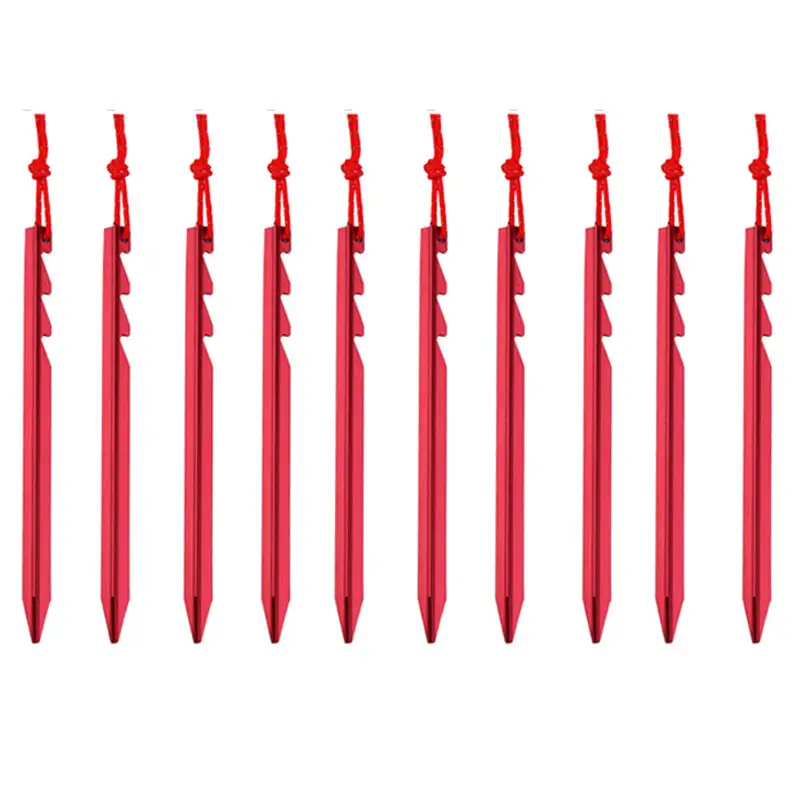 

10Pcs Tent Pegs Aluminum Tent Nail Stake with Rope Outdoor Camping Accessories 55 XR-Hot
