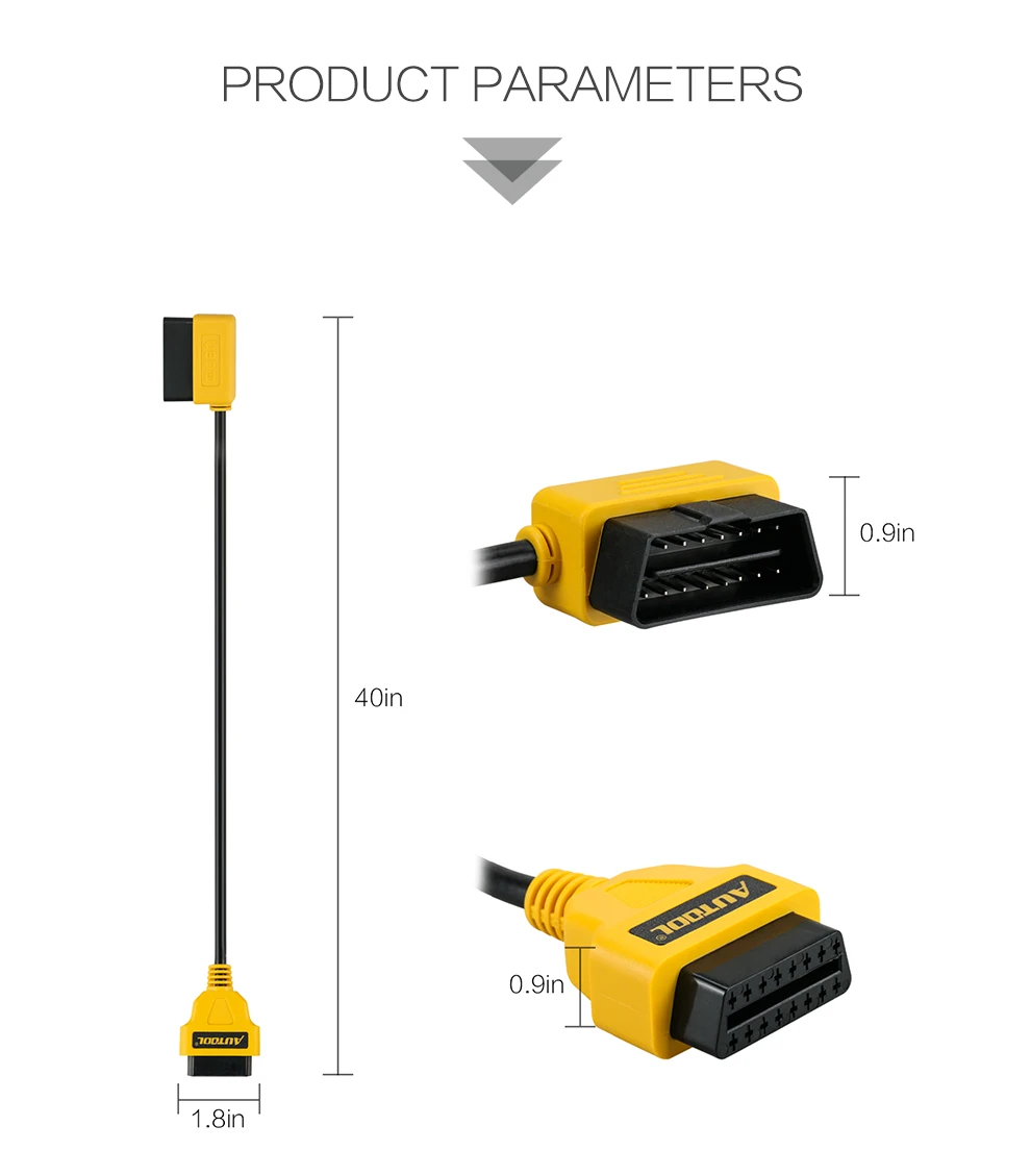 AUTOOL 100 см автомобильный OBD2 Удлинительный кабель 16Pin Соединительный изгиб формы удлинение провода автомобиля Авто Диагностический адаптер