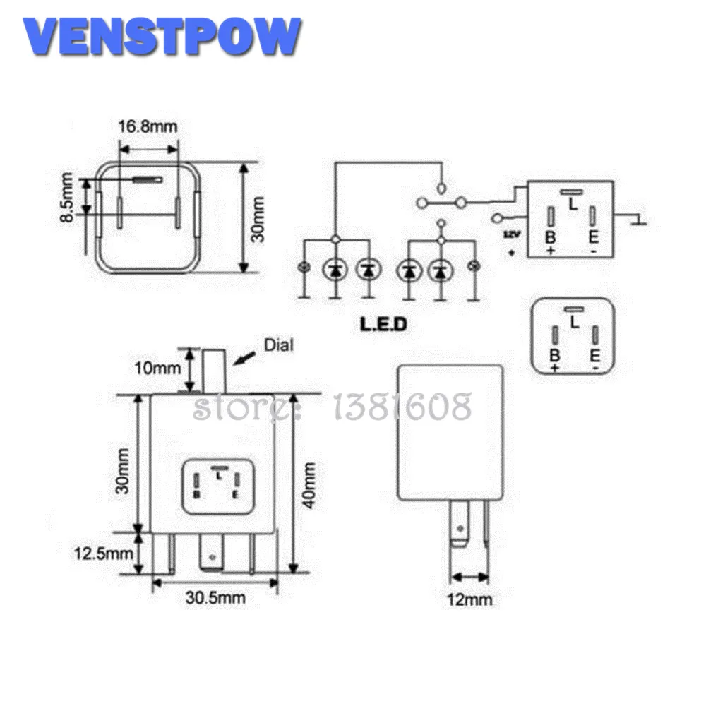 CF13 KT JL 02 Регулируемая частота автомобильных электронных мигалки 3 Pin мигающий