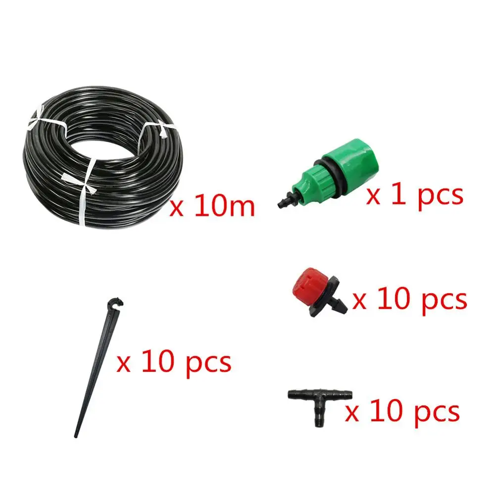 10 м, 20 м простой полива сада комплект 4/7 мм, 8 отверстий капельницы, 4 мм тройник разъем, шланг для душа Кро, быстрый разъем 1 комплект - Цвет: 10 meter kit