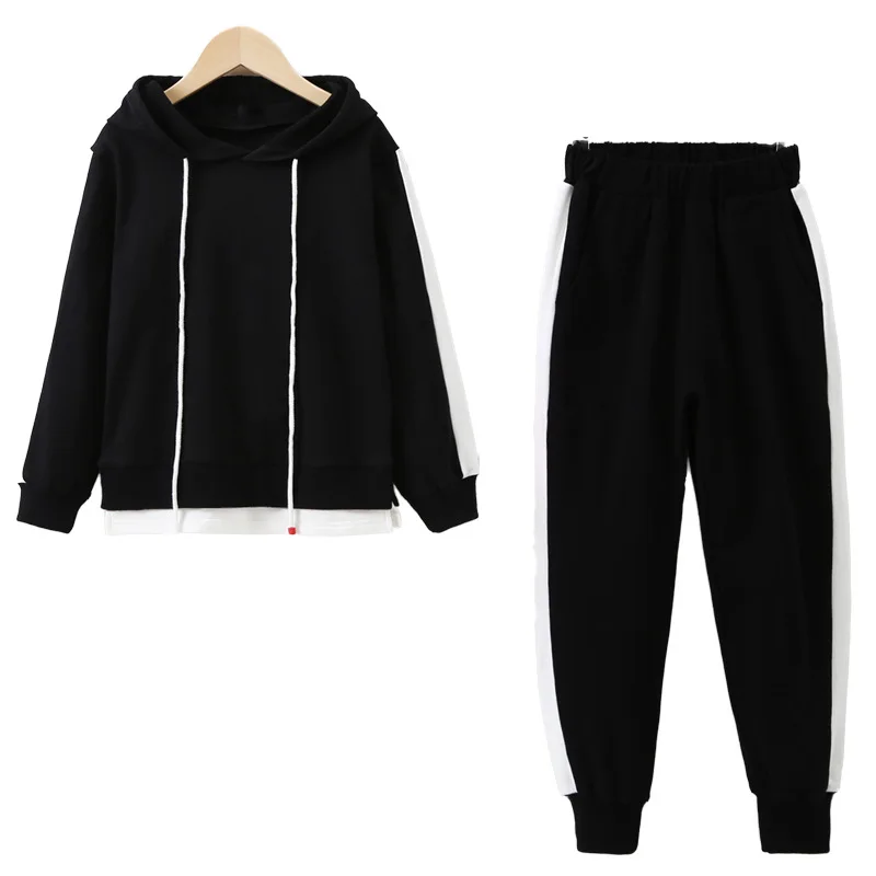 

Girls spring 2019 new children's wear striped sports suit children's big children two-piece cotton comfortable casual suit