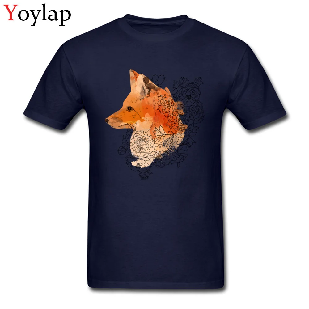 Cute 3D Printed T Shirt Crewneck 100% Cotton Watercolor fox Student Tops Shirts Short Sleeve Summer 3D Printed Sweatshirts navy