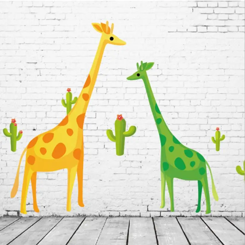 Cute Cartoon Giraffe Nursery Wall Sticker Kids Bedroom Decoration