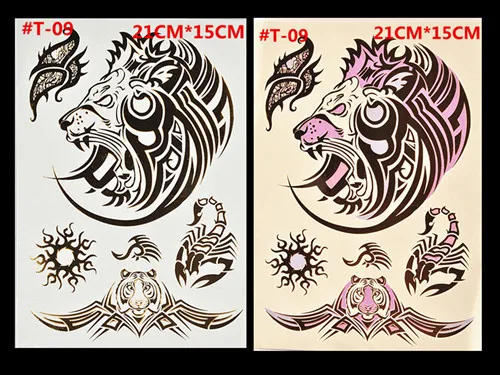 DIY lucky lion tiger sun discoloration of disposable tattoo stickers wholesale  flash tattoos|tattoos sun|tattoo sticker lionlion tattoo flash - AliExpress