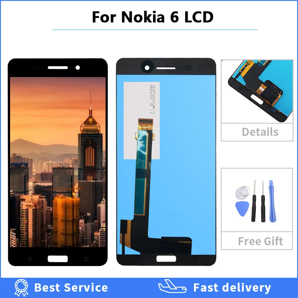 

100% tesed Screen For Nokia 6 LCD TA-1021 TA-1033 TA-1025 Display Touch Screen Digitizer Assembly Replacemen lcd with Tools