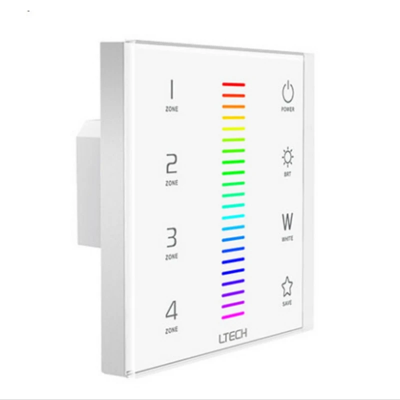 

Ltech Wall Mount Led RGBW Controller EX8 Touch Panel RGB RGBW strip Controller AC100~240V 2.4G RF DMX512 F8 Remote F4-5A/F4-3A