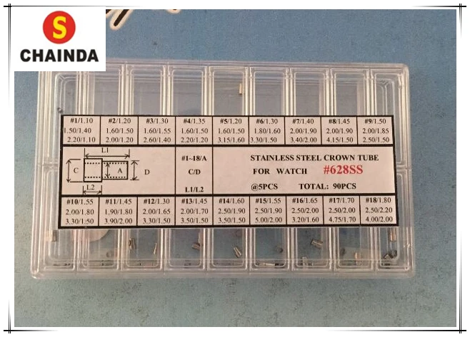 Запчасти для часов из нержавеющей стали, разные размеры, 90 различных размеров