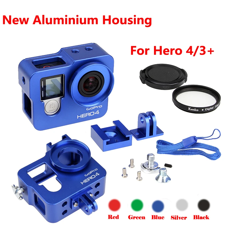 Nuevo accesorio para cámara Go Hero 3 +, carcasa de Metal de aluminio, protectora de aleación + filtro UV para Gopro hero 4 4,hero 3 +|gopro aluminium case|gopro 4 heroaccessori gopro hero - AliExpress