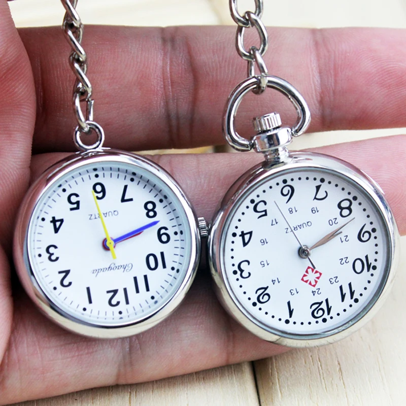 

2018 new brooch nurse accesories Vest-Pocket watch ladies quartz fob watch silver contracted Pendant cross Doctor Portable watch