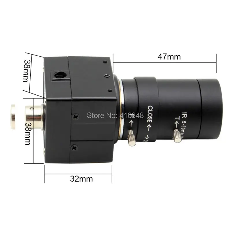 HD 8MP usb cctv video camera 1/3.2 Sony IMX179 sensor 38*38*32mm mini box 5-50mm manual varifocal lens surveillance camera