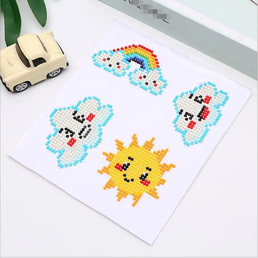 

2019 cartoon weather tool series children DIY puzzle diamond painting free sticker mobile phone shell cute decorative figure