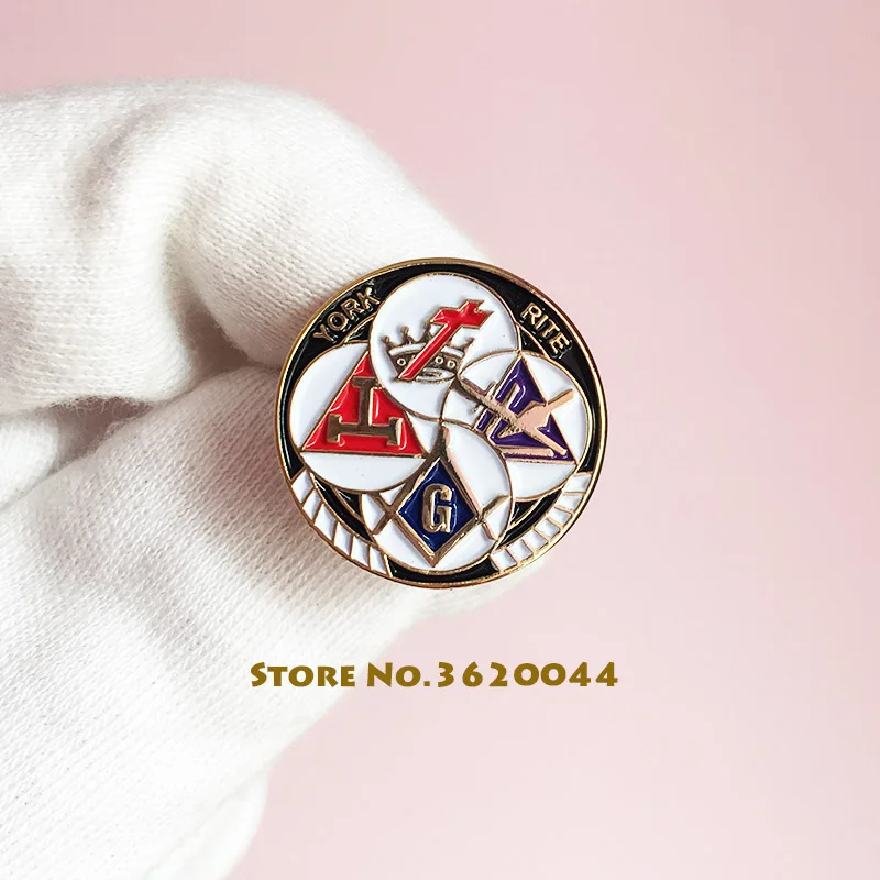 

50pcs Custom Enamel Brooches and Pins Free Masons Knights Templar YORK RITE Masonry Badges Metal Masonic Freemason Lapel Pin
