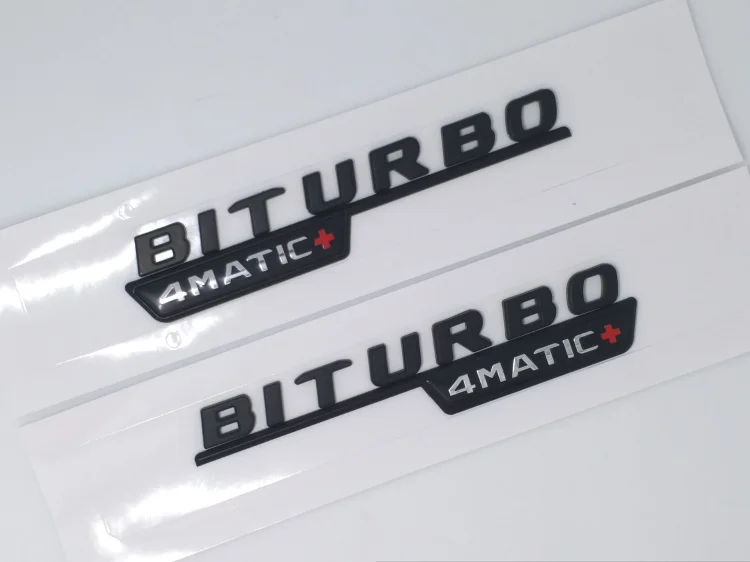 Матовый черный хром Turbo 4matic Biturbo 4matic+ эмблема на КРЫЛО боковой Supercharge логотип для автомобильного стайлинга Стикеры для Mercedes Benz