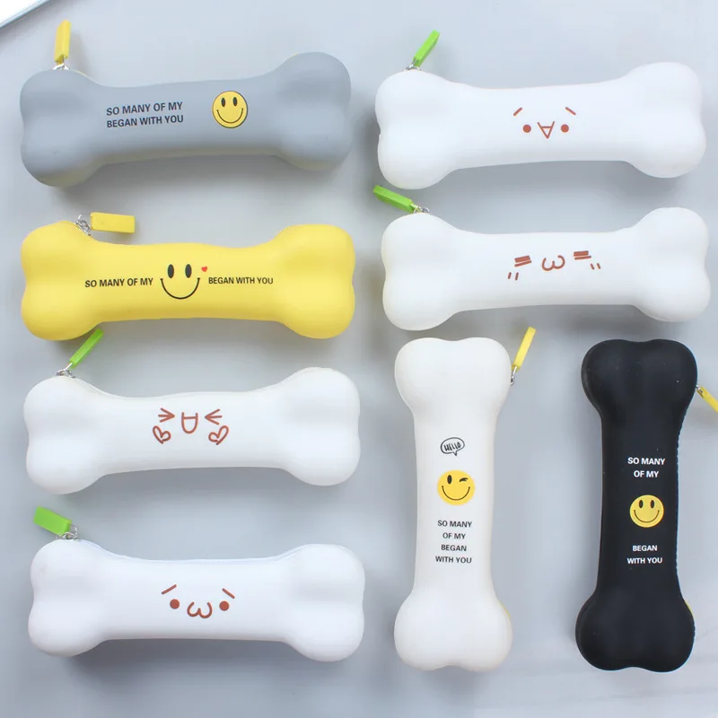

Cute Creative Bone Colorful Pectin Silica Gel PVC Plastic Water Proof Pencil Bag Soft Lovely Multi-color Pencil Case Coin Purse