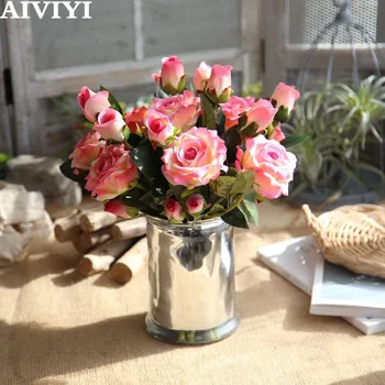 

High quality artificial flowers vivid real touch rose rayon flower bride home wedding decoration
