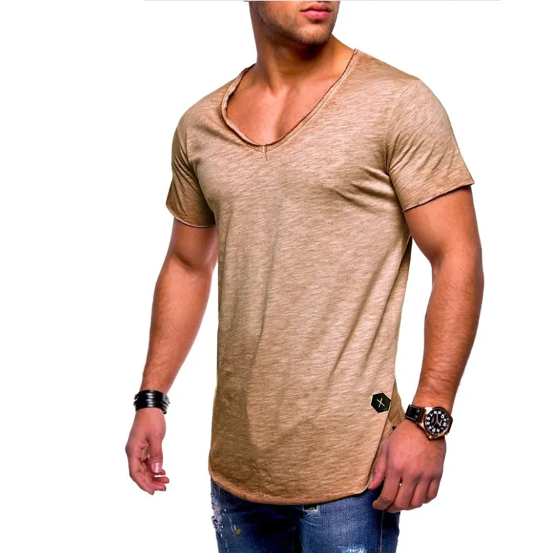 

2019 New summer Best Sellers Arrived Deep V neck slim t shirt men fashion casual tshirt Fitness Exercise t-shirt