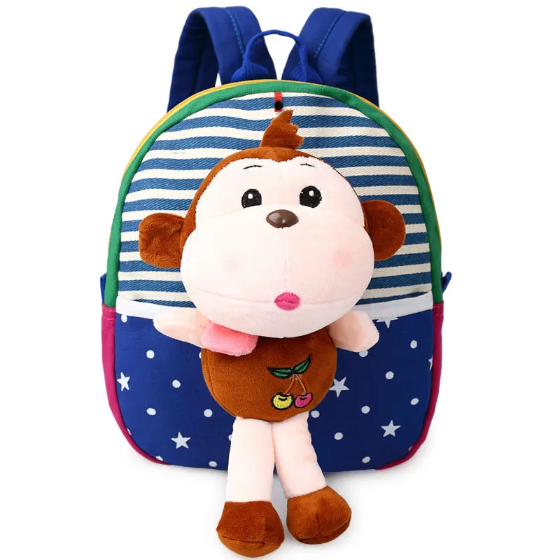 Милый плюшевый медведь для маленьких мальчиков, сумки для дошкольников, рюкзаки для маленьких детей, школьные сумки для девочек, детская сумка для От 1 до 3 лет - Цвет: Blue monkey