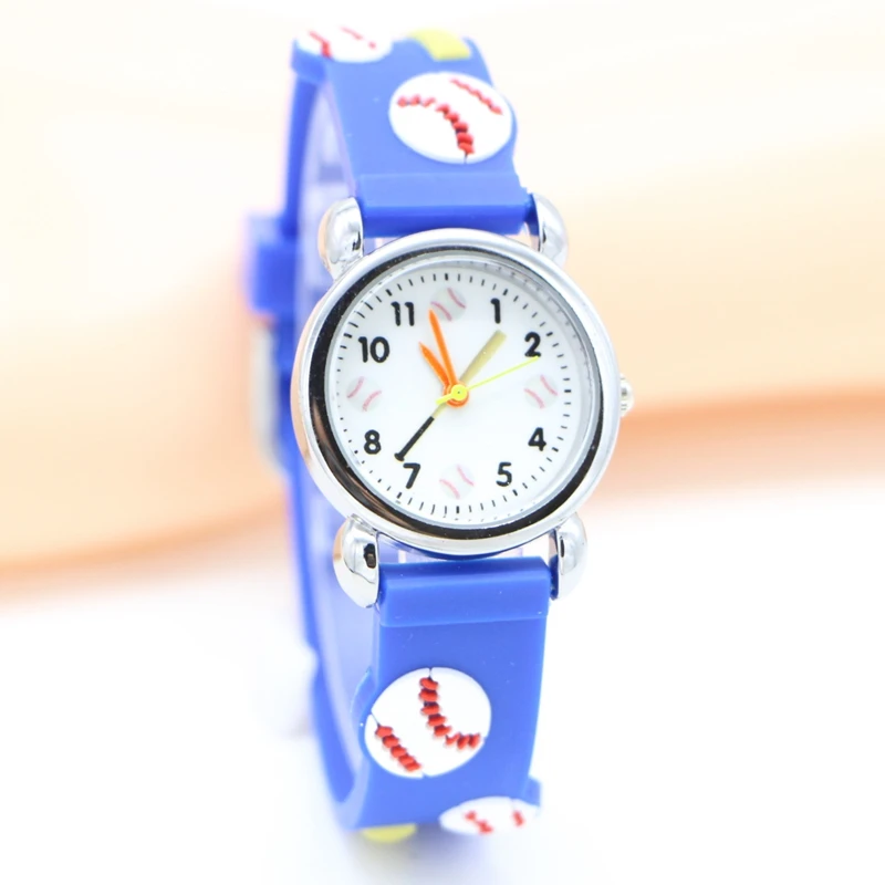 

2018 New 3D Cartoon baseball design Children Watches Fashion sport Boys Rubber Silicon Casual Kids Clock wristwatch Relojes