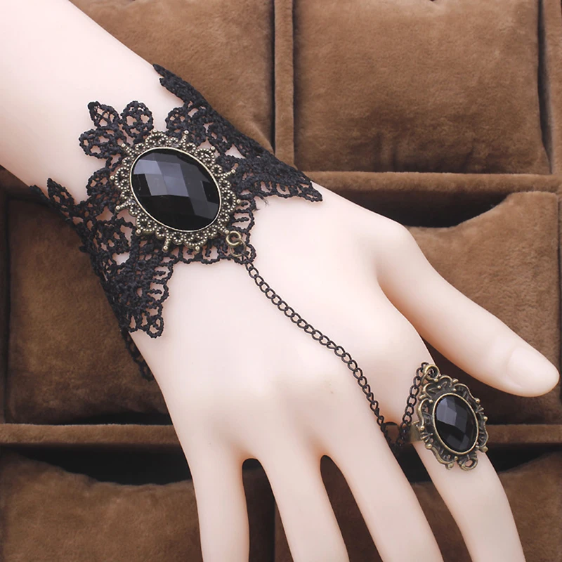 Новое поступление, модный браслет в готическом стиле, черные кружевные браслеты, Ретро браслеты, ювелирные изделия для женщин, Прямая поставка