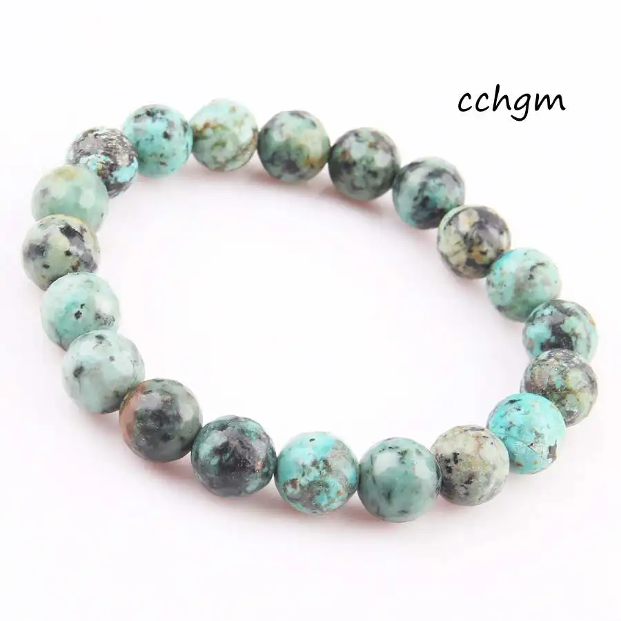

CCHGM Faceted Round natural stone Round Africa Dark Green Turquoises Bracelets Matte agat Beads For DIY Jewelry making necklace