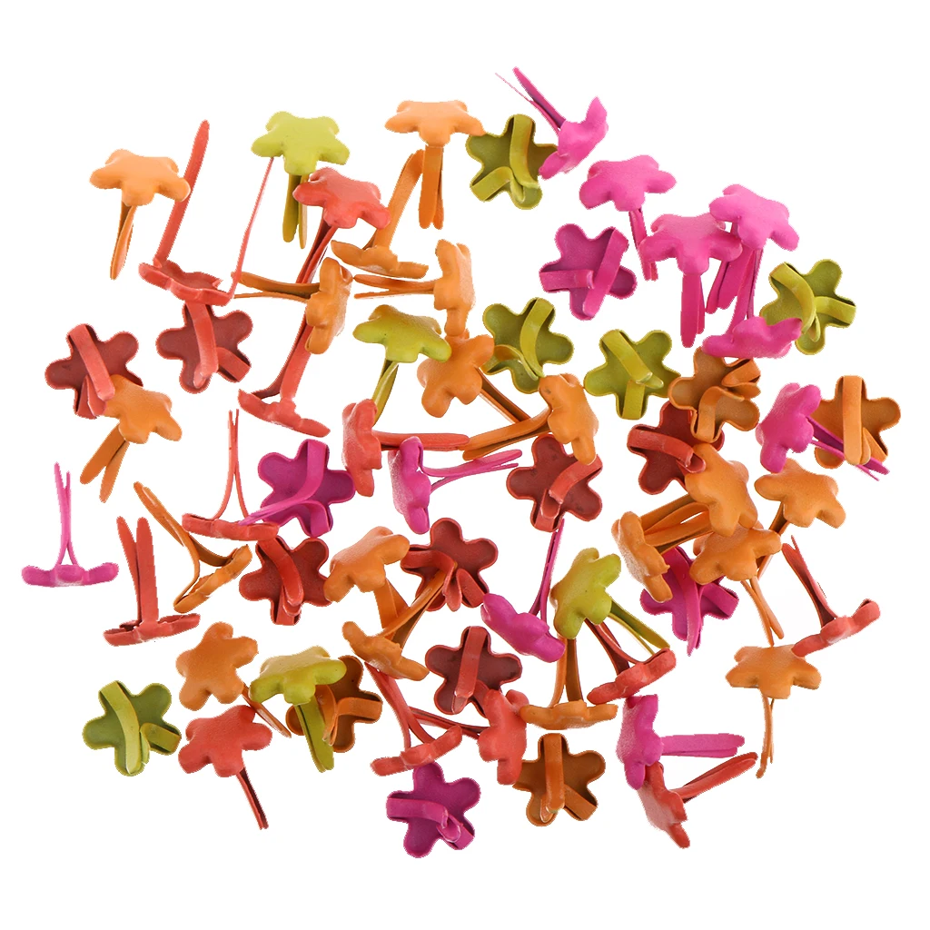 100pcs 7.5mm Flower Shape Metal Brads Paper Fasteners for Scrapbooking Craft
