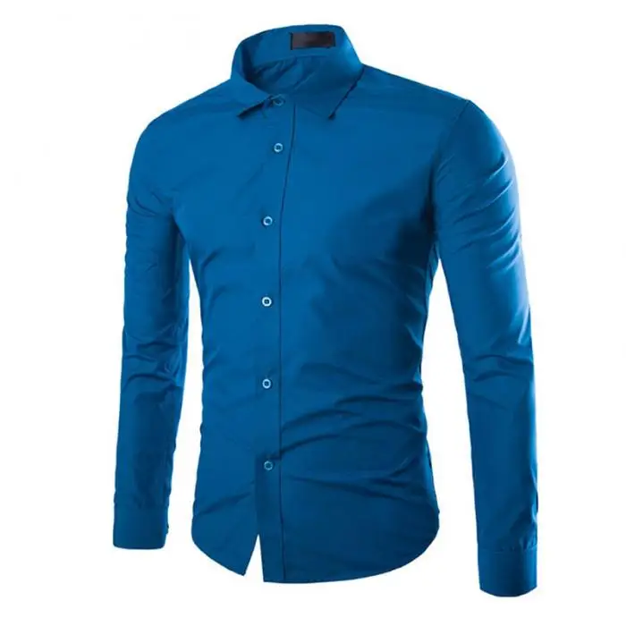 Модная весенняя Осенняя мужская Рабочая Рубашка с длинным рукавом, одноцветная, легкая в уходе, против морщин, мужские повседневные рубашки, M-3XL, FS99