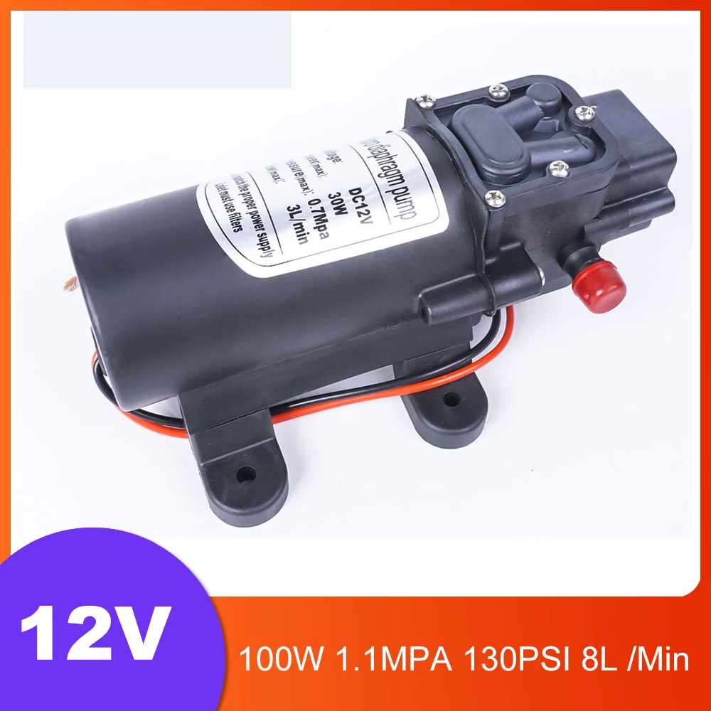 

DC 12V 100W 1.1MPA 130PSI 8L /Min Water High Pressure Electric Diaphragm Pump Self-Priming Pump Automatic Switch For Garden