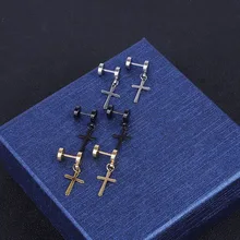 1 шт./лот титановая сталь, панк-бар Крест Шпильки Серьги, Надеваемые На ушной хрящ Lobe пирсинг-штанга для языка для ювелирных изделий женщин и мужчин