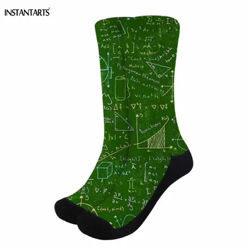 

INSTANTARTS Men Sports Socks Math Lesson Pattern Running Hiking Cycling Socks Breathable High Knee Summer Green Athletic Socks