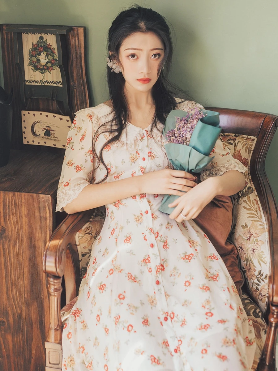 

2019 new fashion women's dresses Vintage sweet french dress