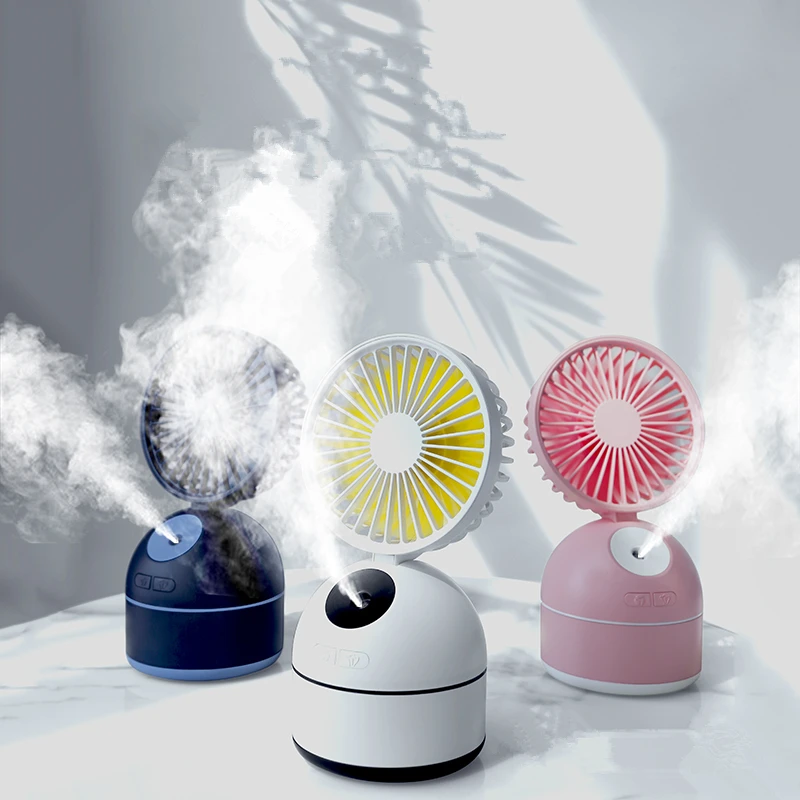 

USB Humidifier Fan With 2000mAh Battery 180 Degree Angle Adjustment Desktop Mini Air Cooling Fan Portable Spray Cooler Fan