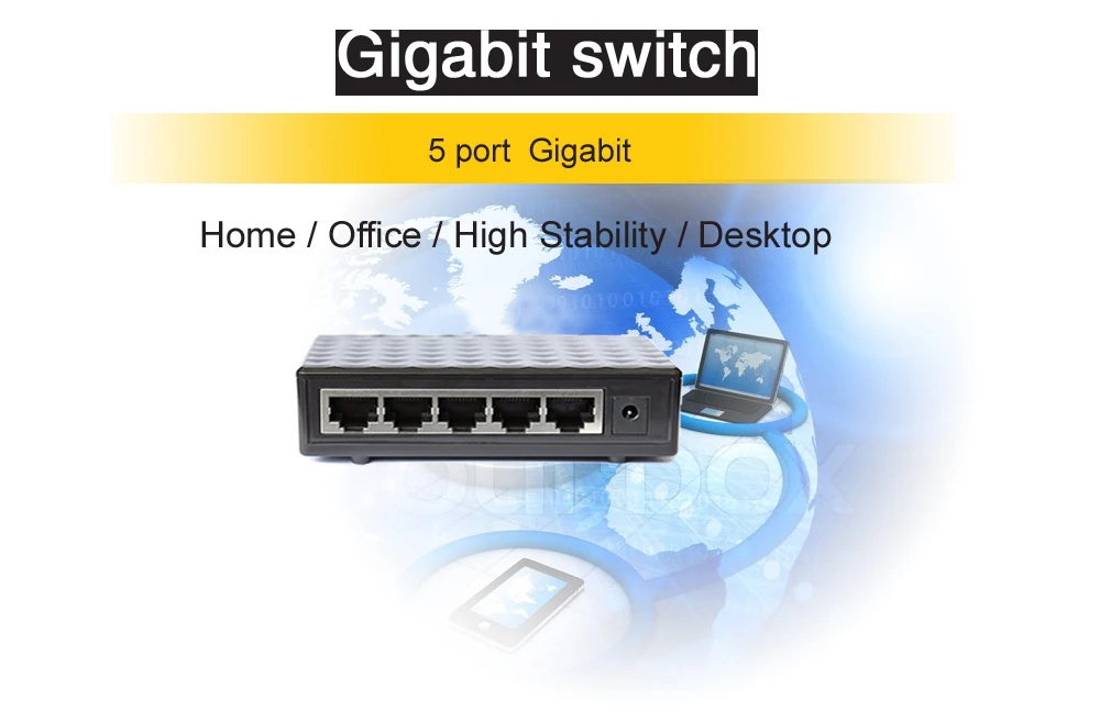 5 портов 10/1000/100 Мбит/с Gigabit Commutateur концентратор Rapide LAN Ethernet De Bureau Commutateurs Adaptateur Noir/blanc