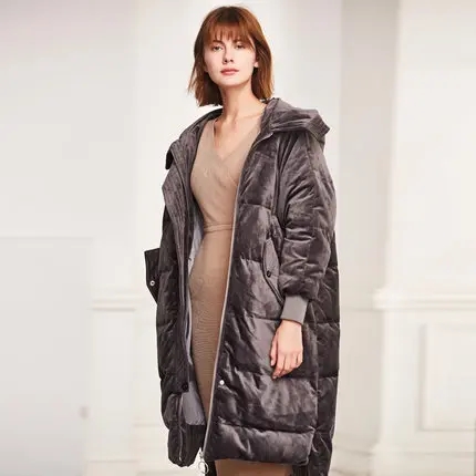 gray AYUNSUE зимняя куртка-пуховик, Женское пальто, модная новинка, Jaqueta Feminina Inverno, Женская парка с капюшоном, высокое качество, LX1188 - Цвет: gray