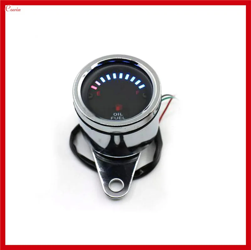 

New Metal Case 12v Motorcycle Oil Fuel Gauge LED Oil Fuel Level Meter Scale Indicator Gauge